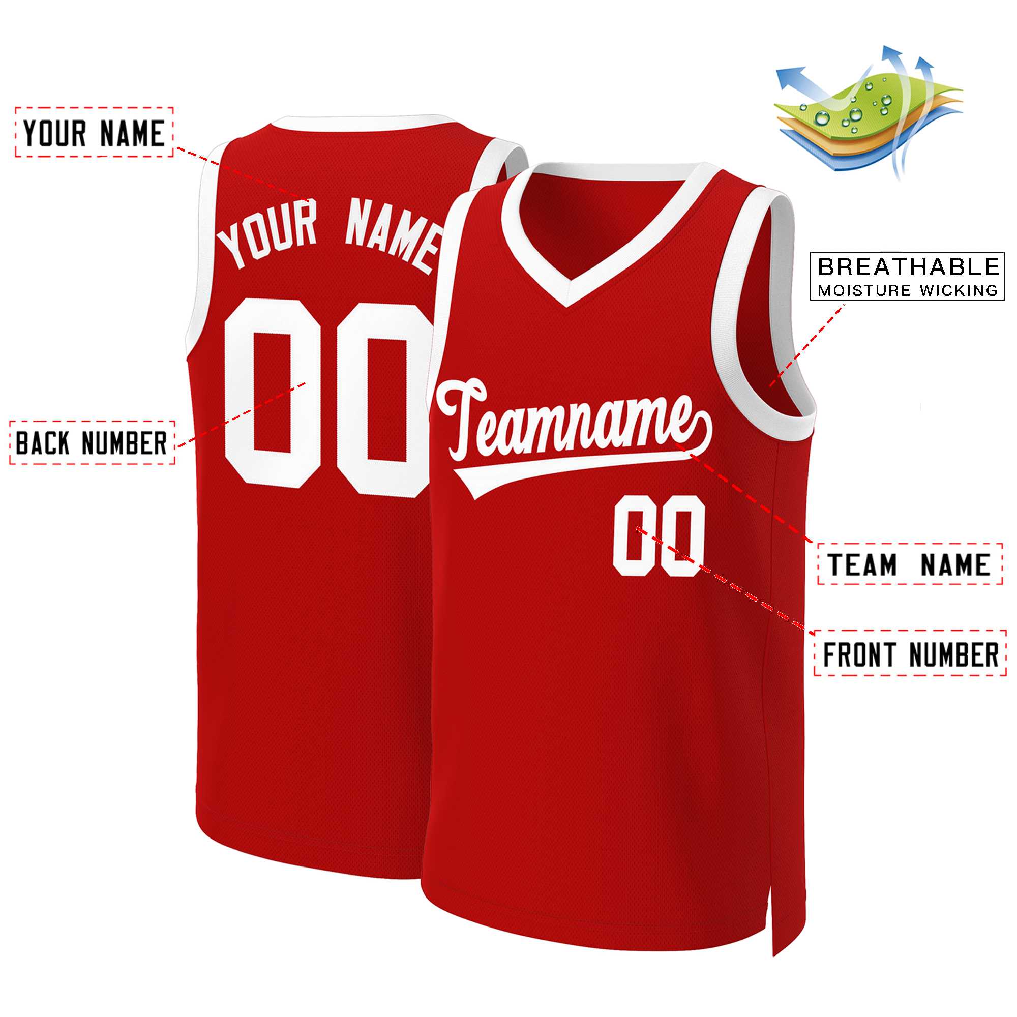 Custom White Red Classic Tops Basketball Jersey | KXKSHOP