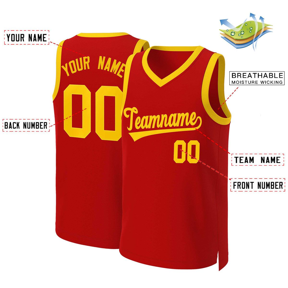 Custom White Red Classic Tops Basketball Jersey | KXKSHOP