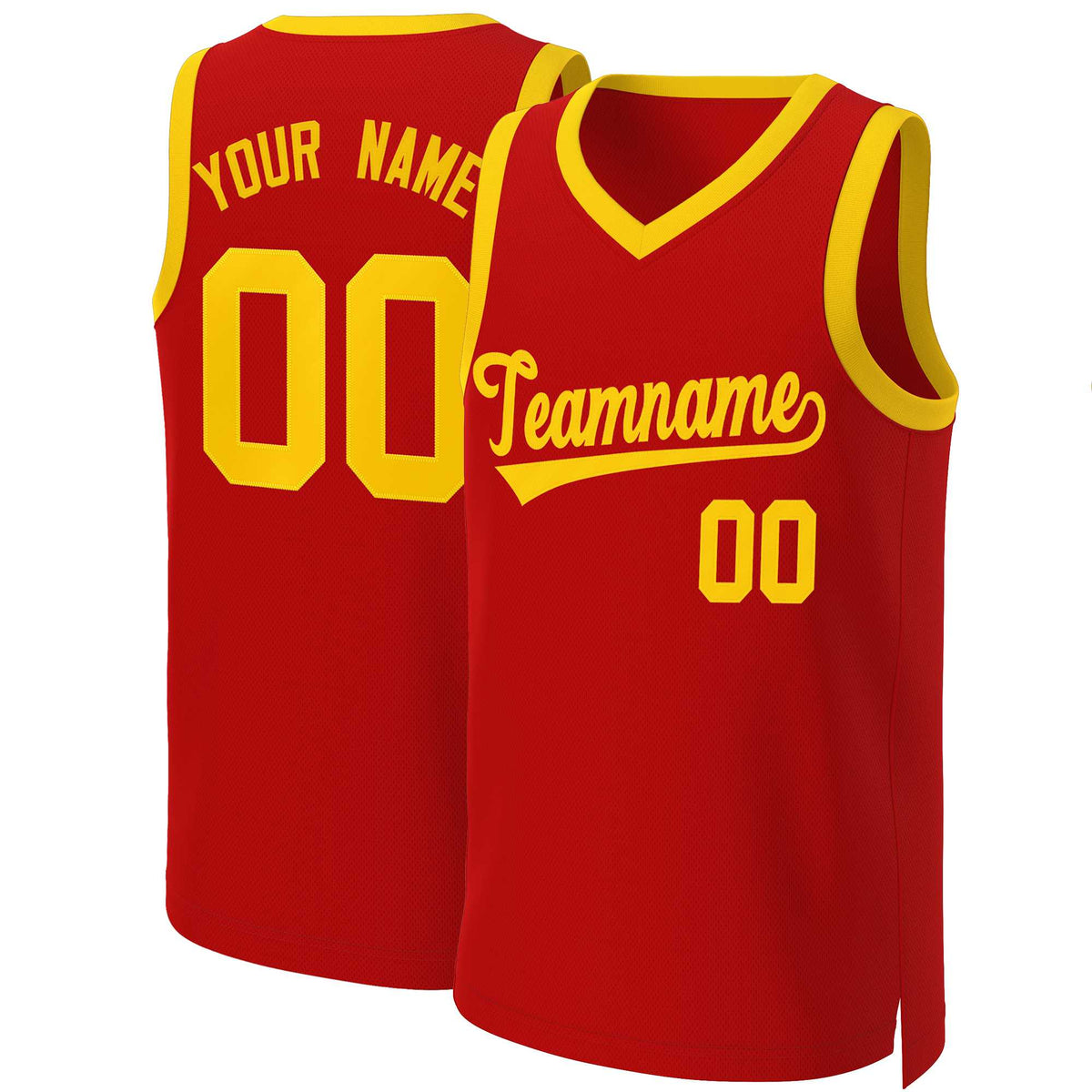 Custom Red Yellow Classic Tops Basketball Jersey | KXKSHOP