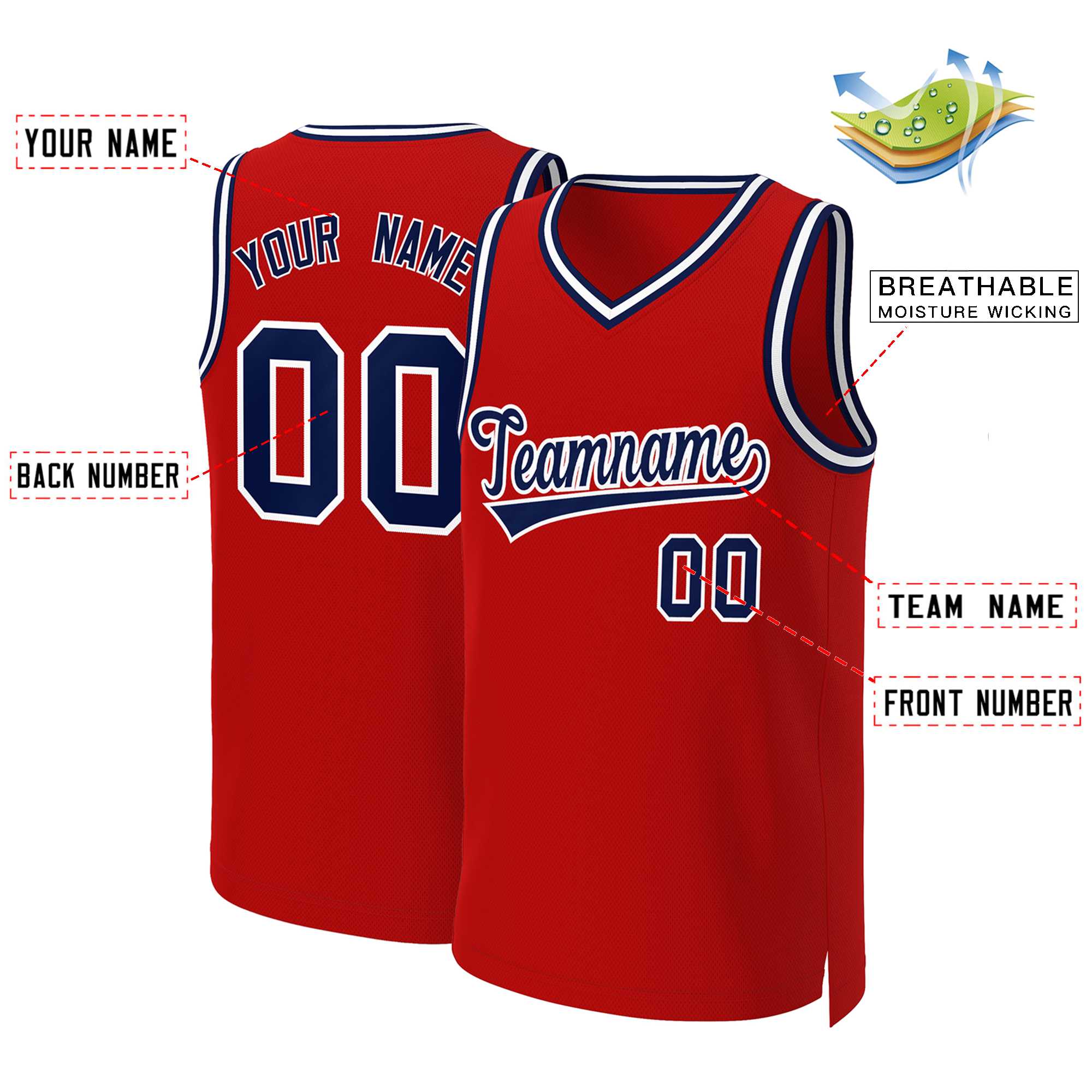 Custom White Red Classic Tops Basketball Jersey | KXKSHOP