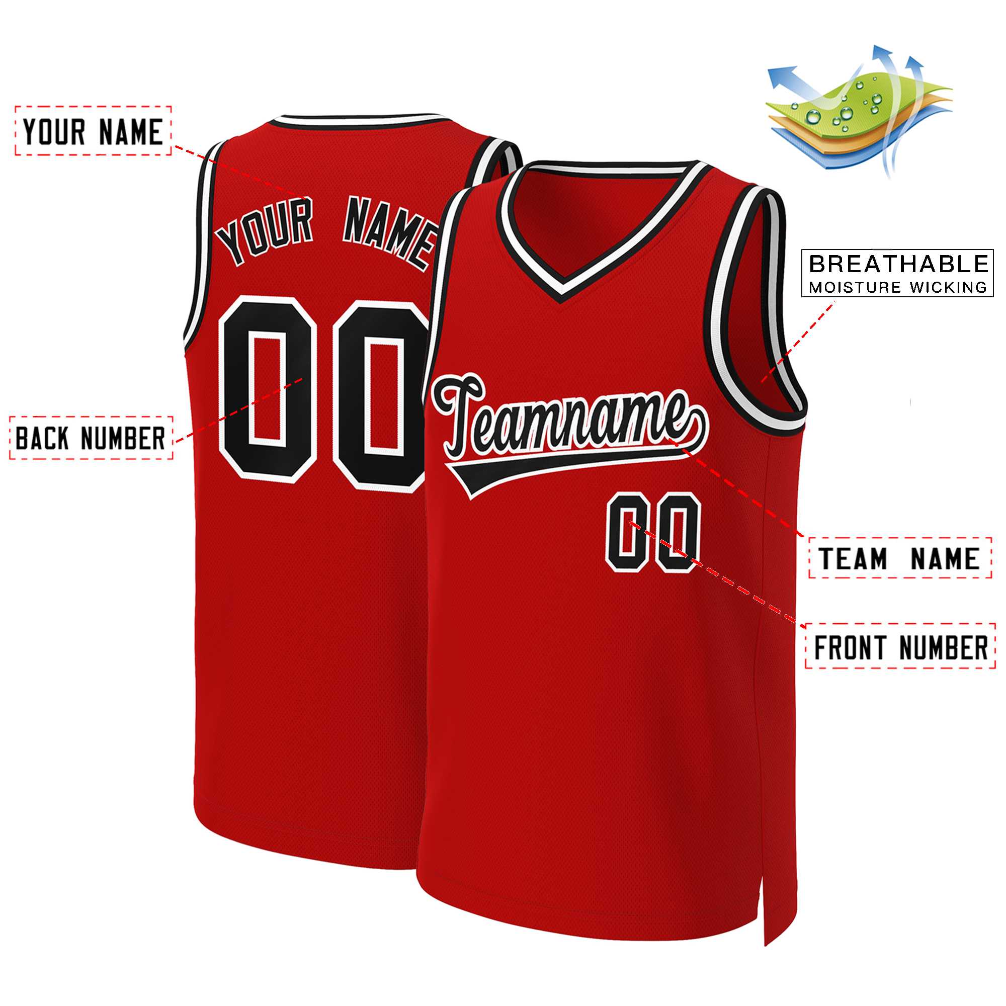 Custom White Red Classic Tops Basketball Jersey | KXKSHOP