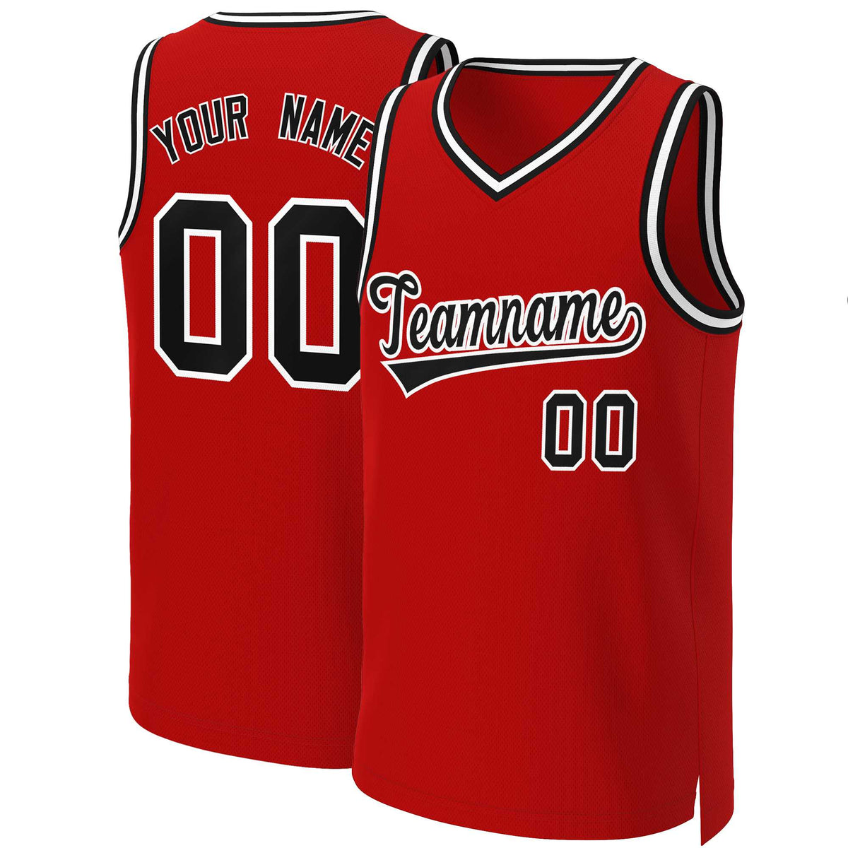 Custom Red Black-White Classic Tops Basketball Jersey | KXKSHOP