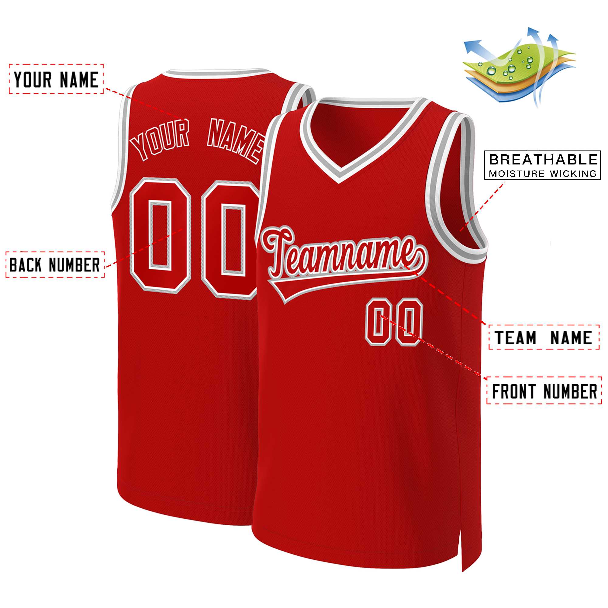 Custom White Red Classic Tops Basketball Jersey | KXKSHOP