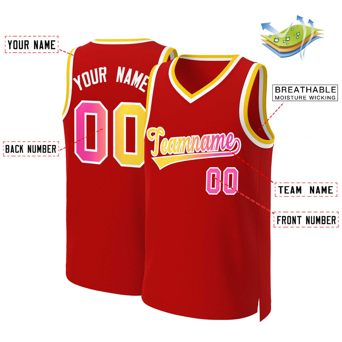 Custom White Red Classic Tops Basketball Jersey | KXKSHOP