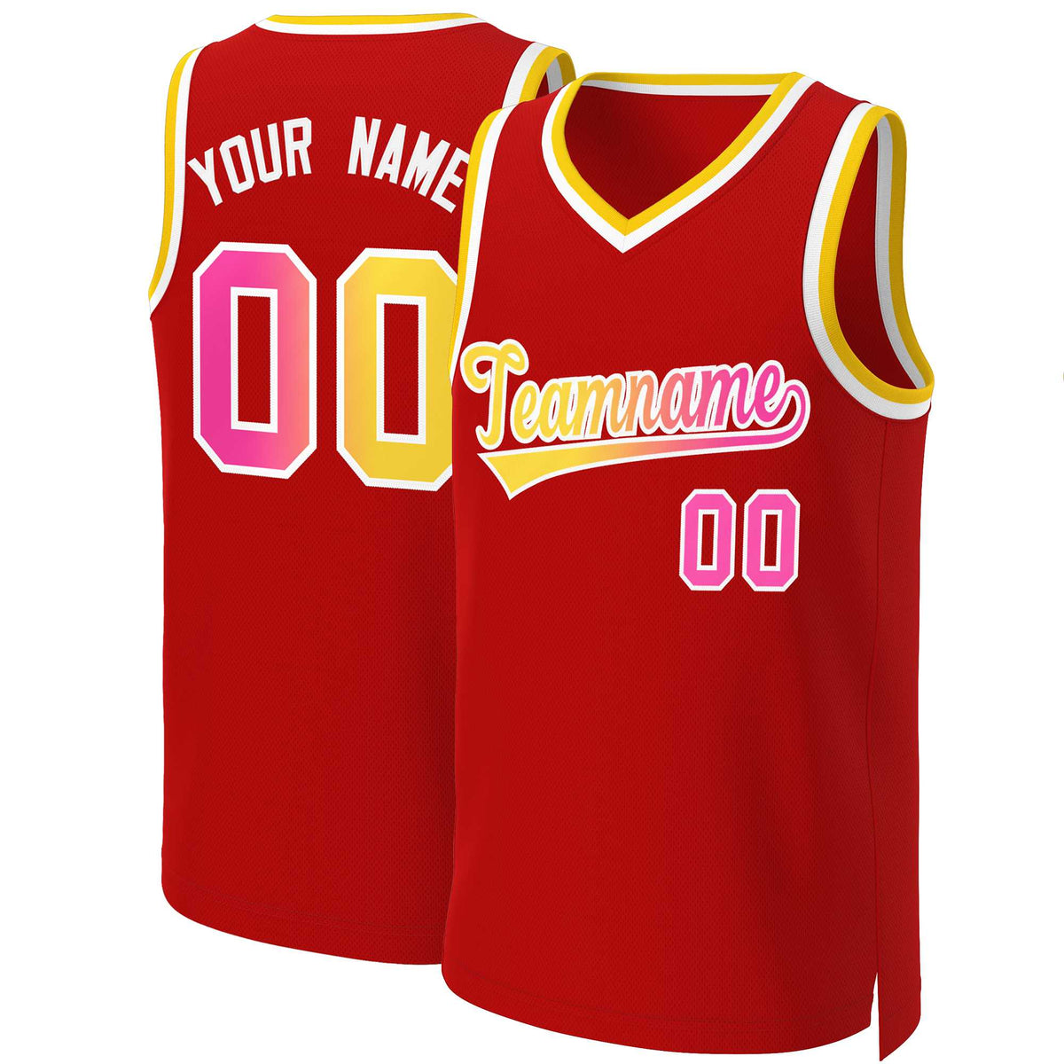 Custom Red Yellow-White Classic Gradient Fashion Tops Basketball Jersey | KXKSHOP