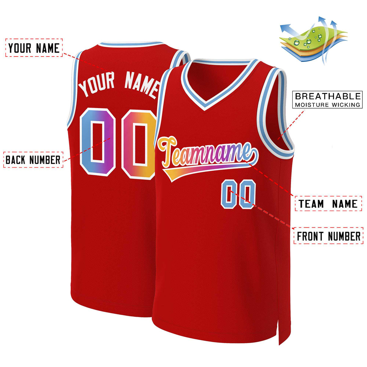 Custom White Red Classic Tops Basketball Jersey | KXKSHOP