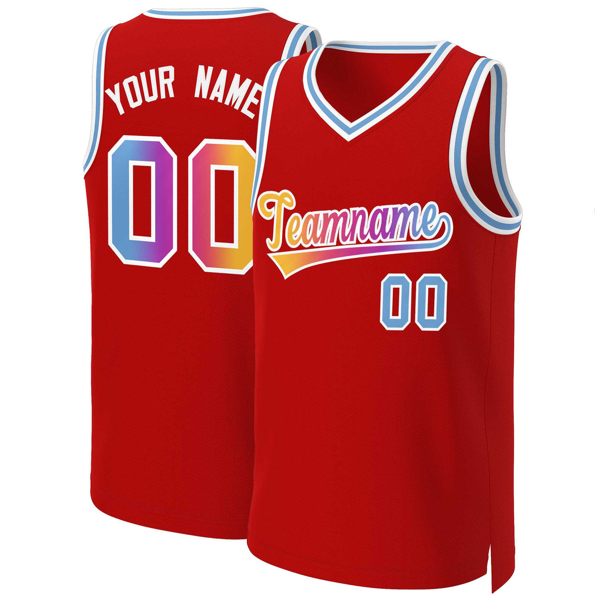 Custom Red Yellow-White Classic Gradient Fashion Tops Basketball Jersey | KXKSHOP