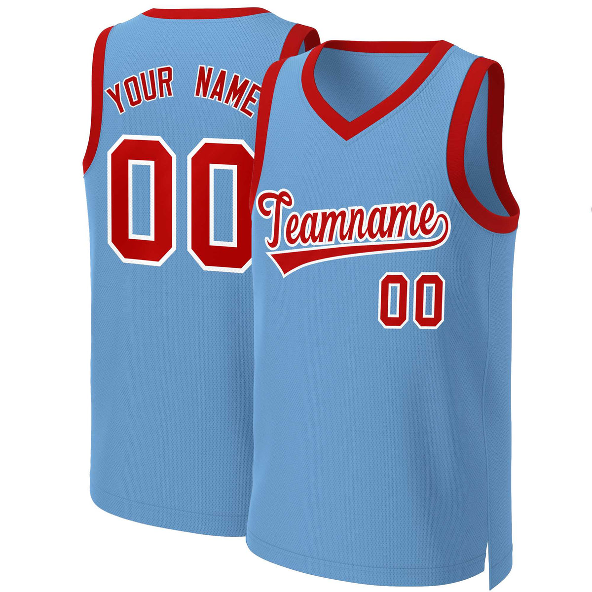 Custom Light Blue Red-White Classic Tops Basketball Jersey | KXKSHOP