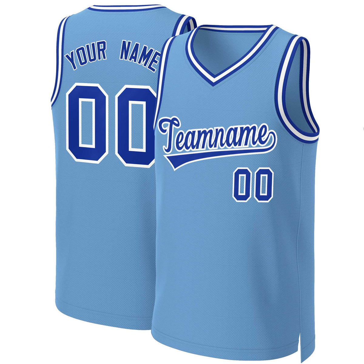 Custom Light Blue Royal-White Classic Tops Basketball Jersey | KXKSHOP