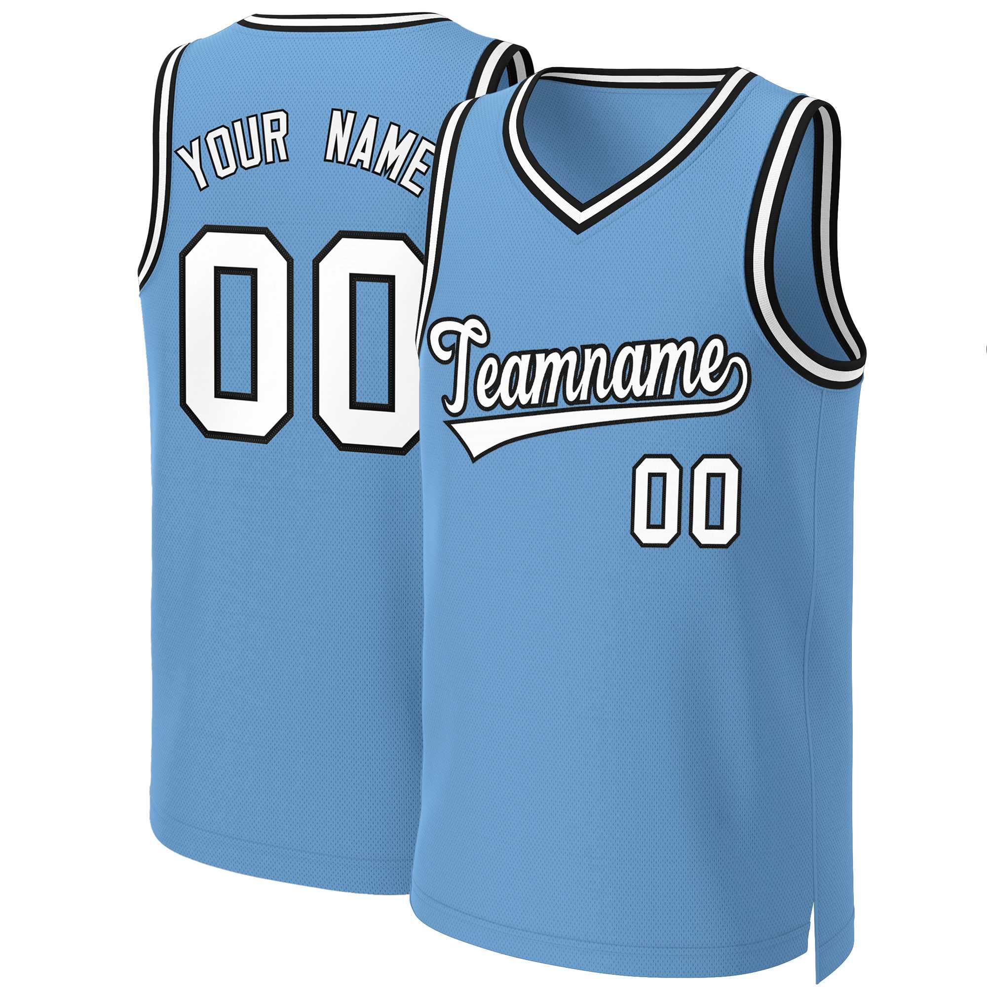 Custom Light Blue White-Black Classic Tops Basketball Jersey | KXKSHOP