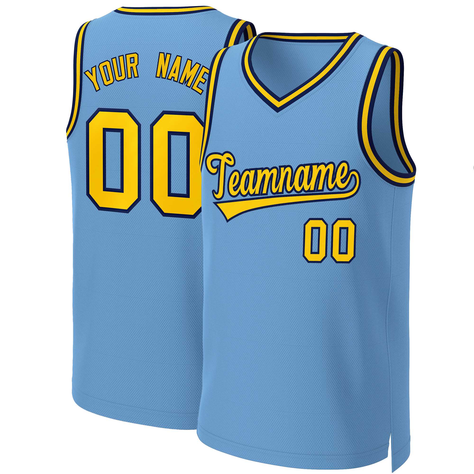 Custom Light Blue Yellow-Navy Classic Tops Basketball Jersey | KXKSHOP