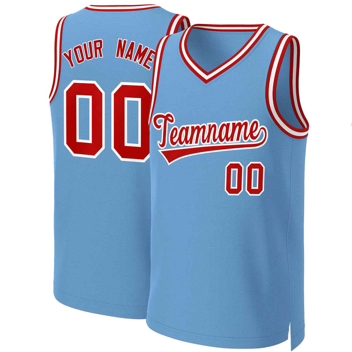 Custom Light Blue Red-White Classic Tops Basketball Jersey | KXKSHOP