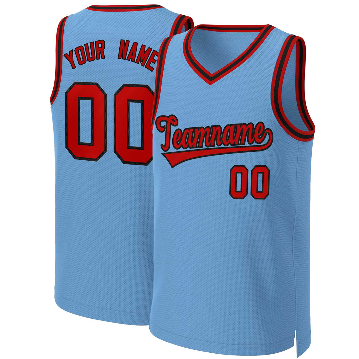 Custom Light Blue Red-Black Classic Tops Basketball Jersey | KXKSHOP
