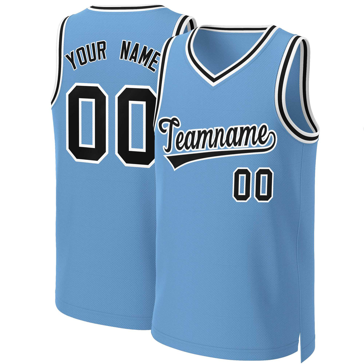 Custom Light Blue Black-White Classic Tops Basketball Jersey | KXKSHOP