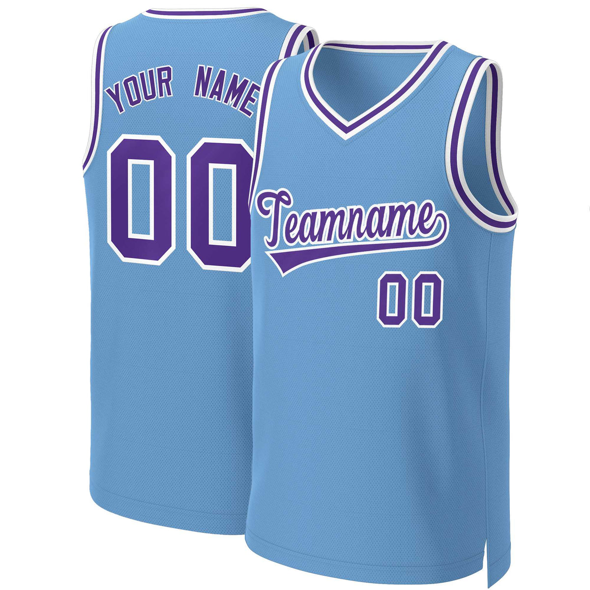 Custom Light Blue Purple-White Classic Tops Basketball Jersey | KXKSHOP