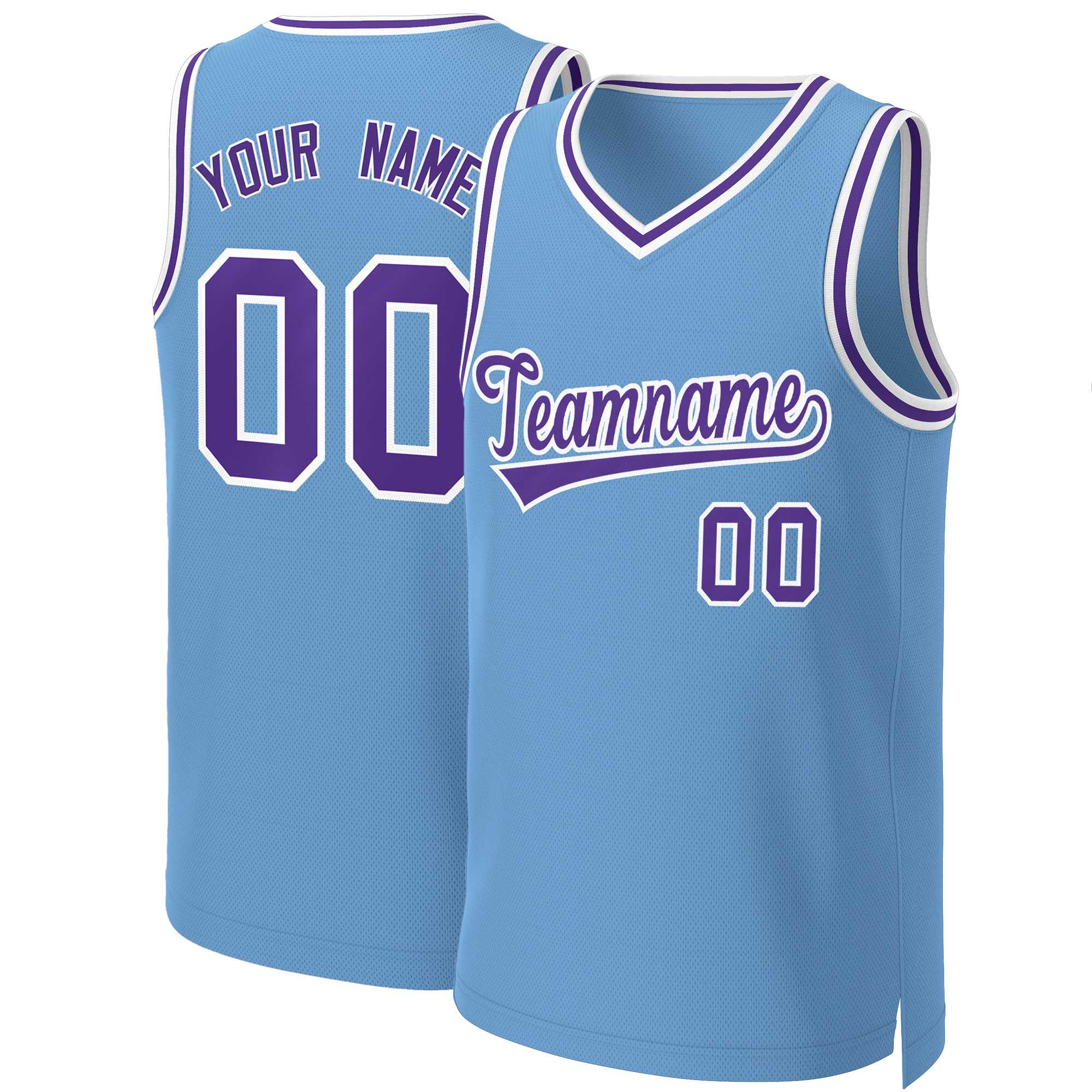 Custom Light Blue Purple-White Classic Tops Basketball Jersey | KXKSHOP
