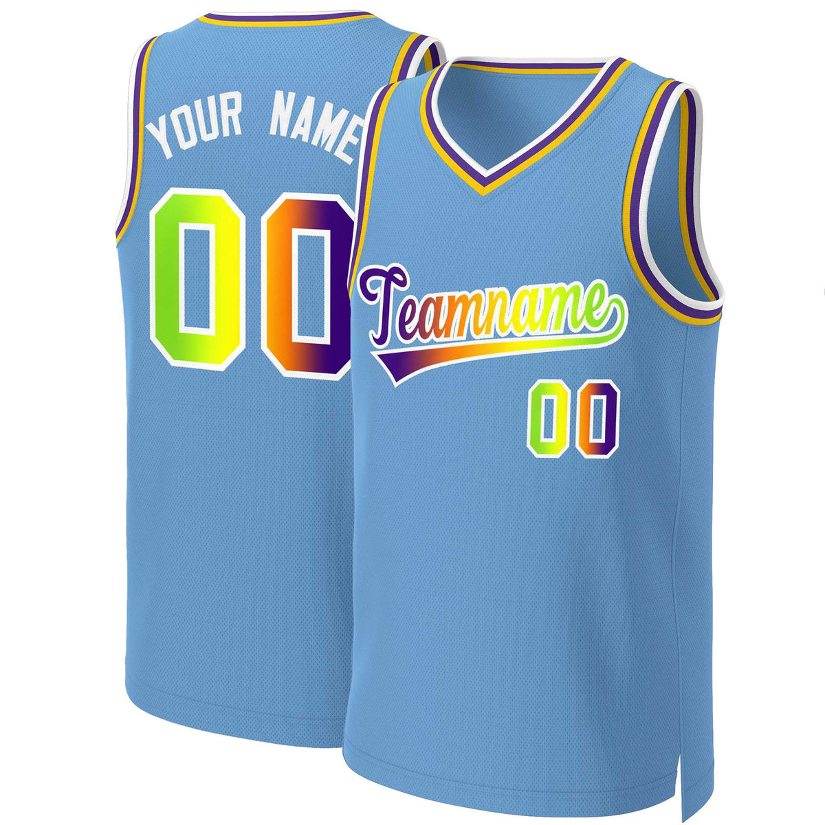 Custom Light Blue Purple-White Classic Gradient Fashion Tops Basketball Jersey | KXKSHOP