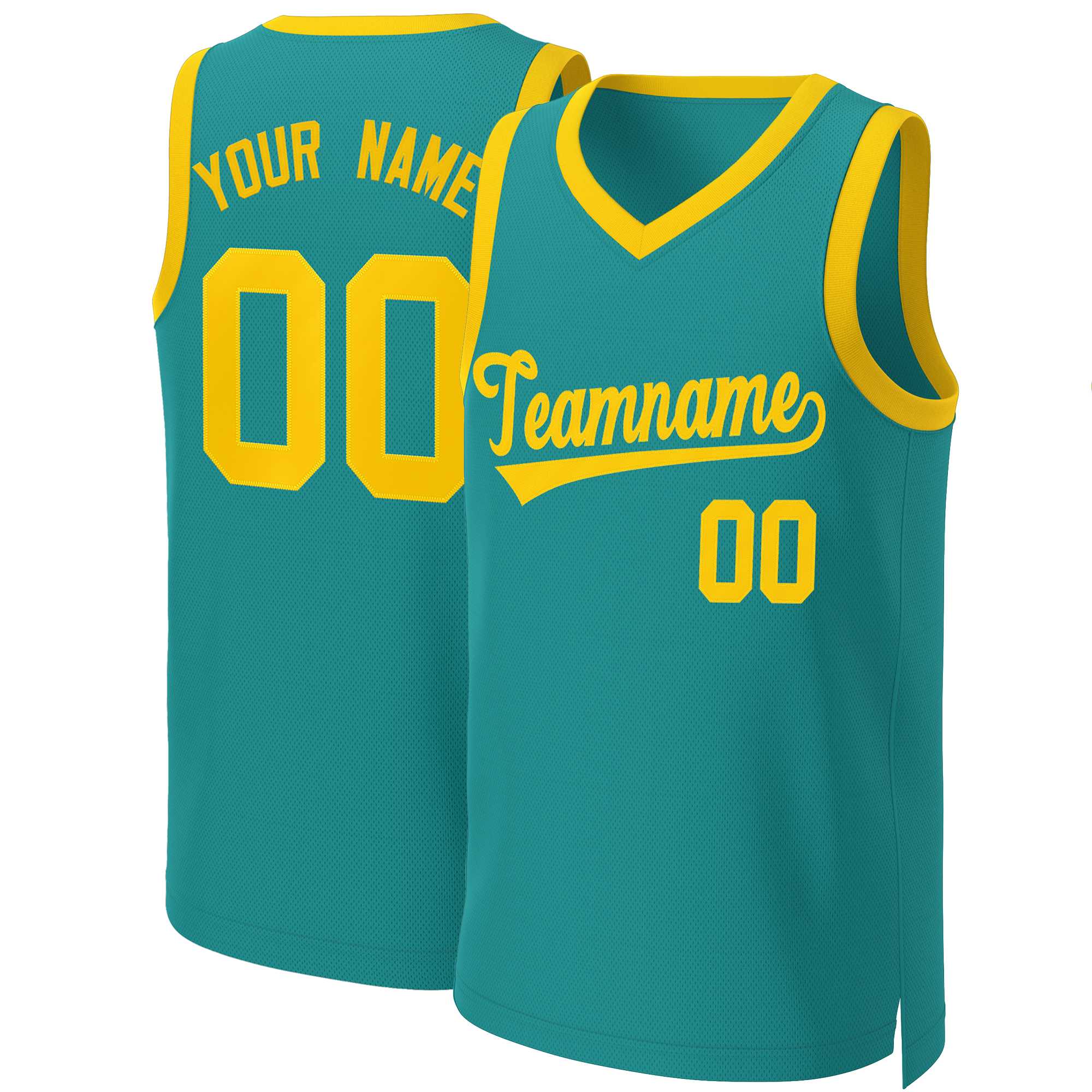 Custom Teal Yellow Classic Tops Basketball Jersey | KXKSHOP