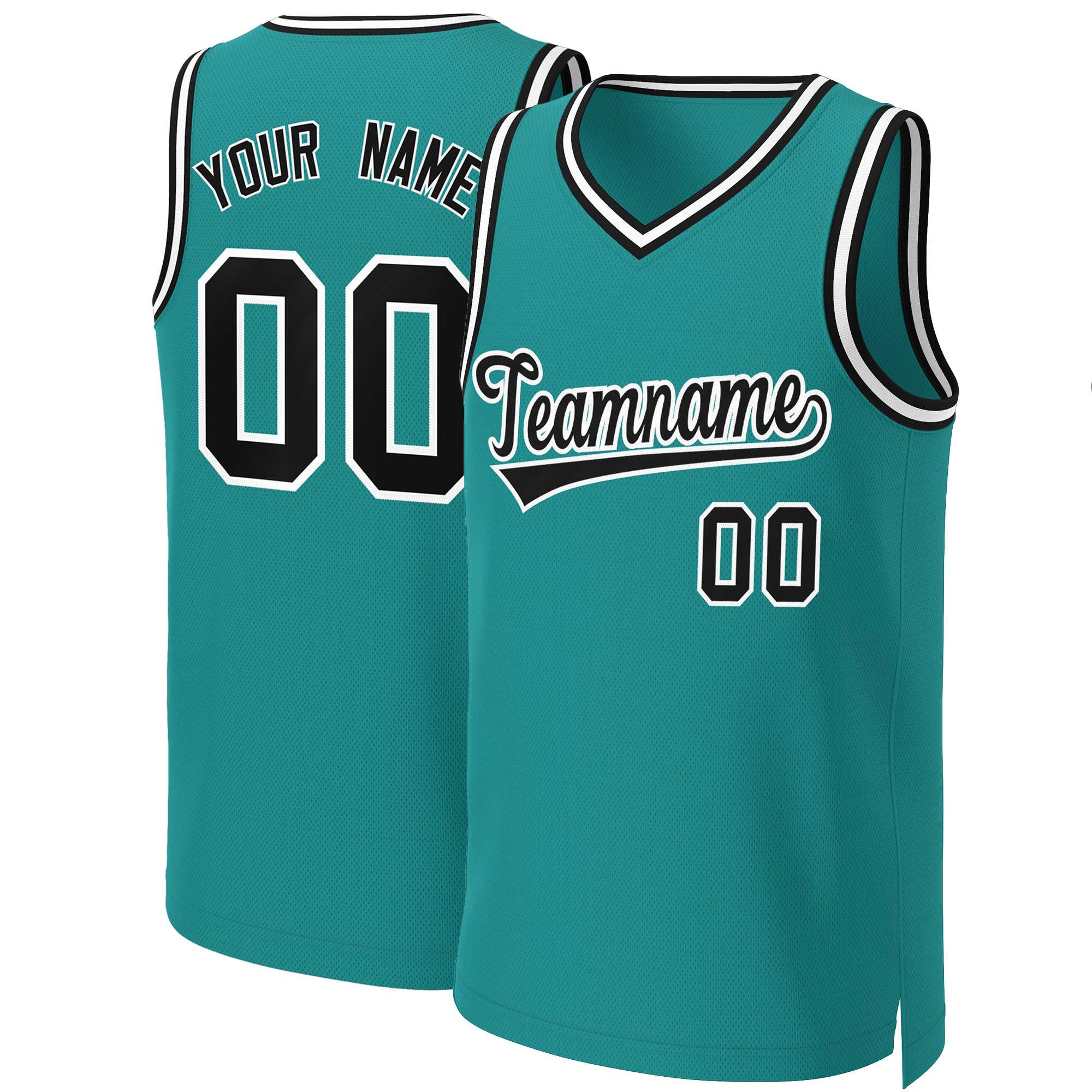 Custom Teal Black-White Classic Tops Basketball Jersey | KXKSHOP