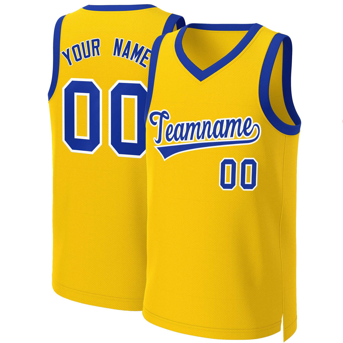 Custom Yellow Royal-White Classic Tops Basketball Jersey | KXKSHOP