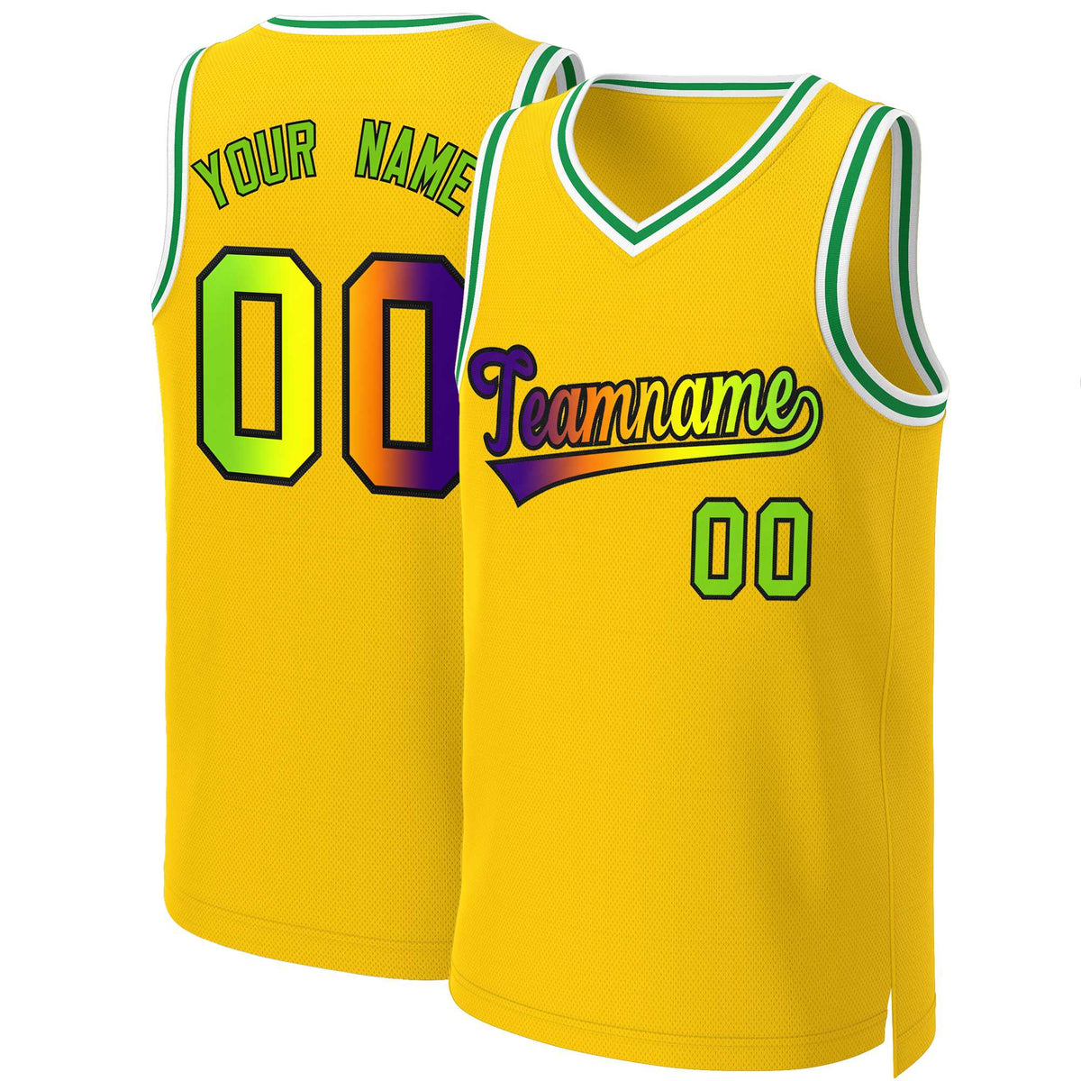 Custom Yellow Purple-Black Classic Gradient Fashion Tops Basketball Jersey | KXKSHOP