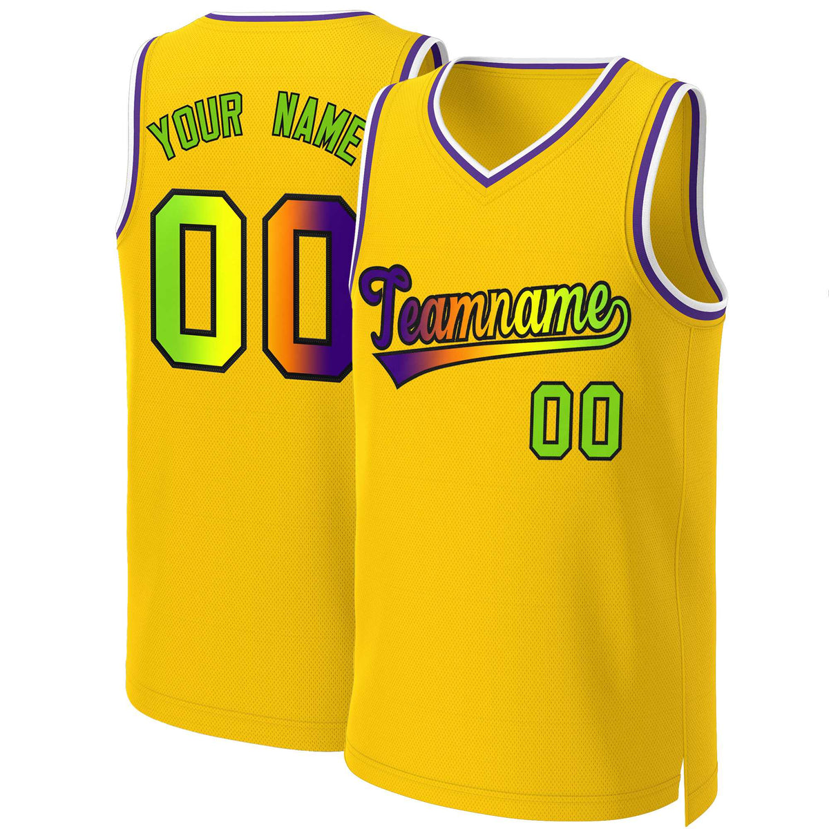 Custom Yellow Purple-Black Classic Gradient Fashion Tops Basketball Jersey | KXKSHOP