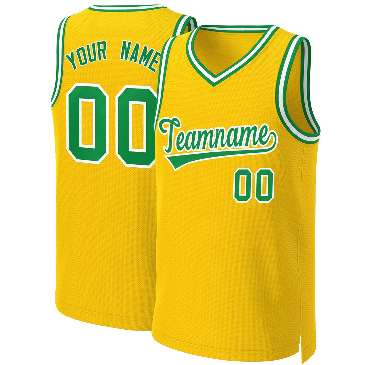 Custom Yellow Kelly Green-White Classic Tops Basketball Jersey | KXKSHOP