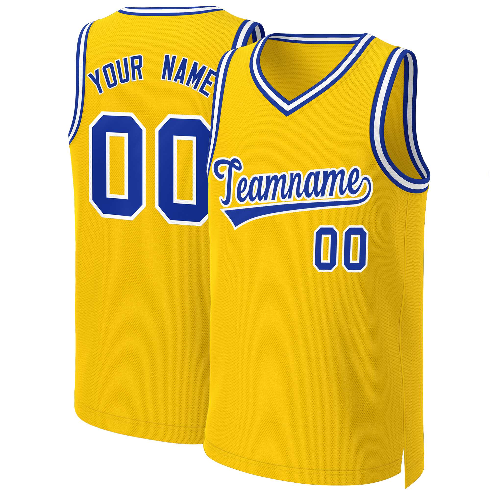 Custom Yellow Royal-White Classic Tops Basketball Jersey | KXKSHOP
