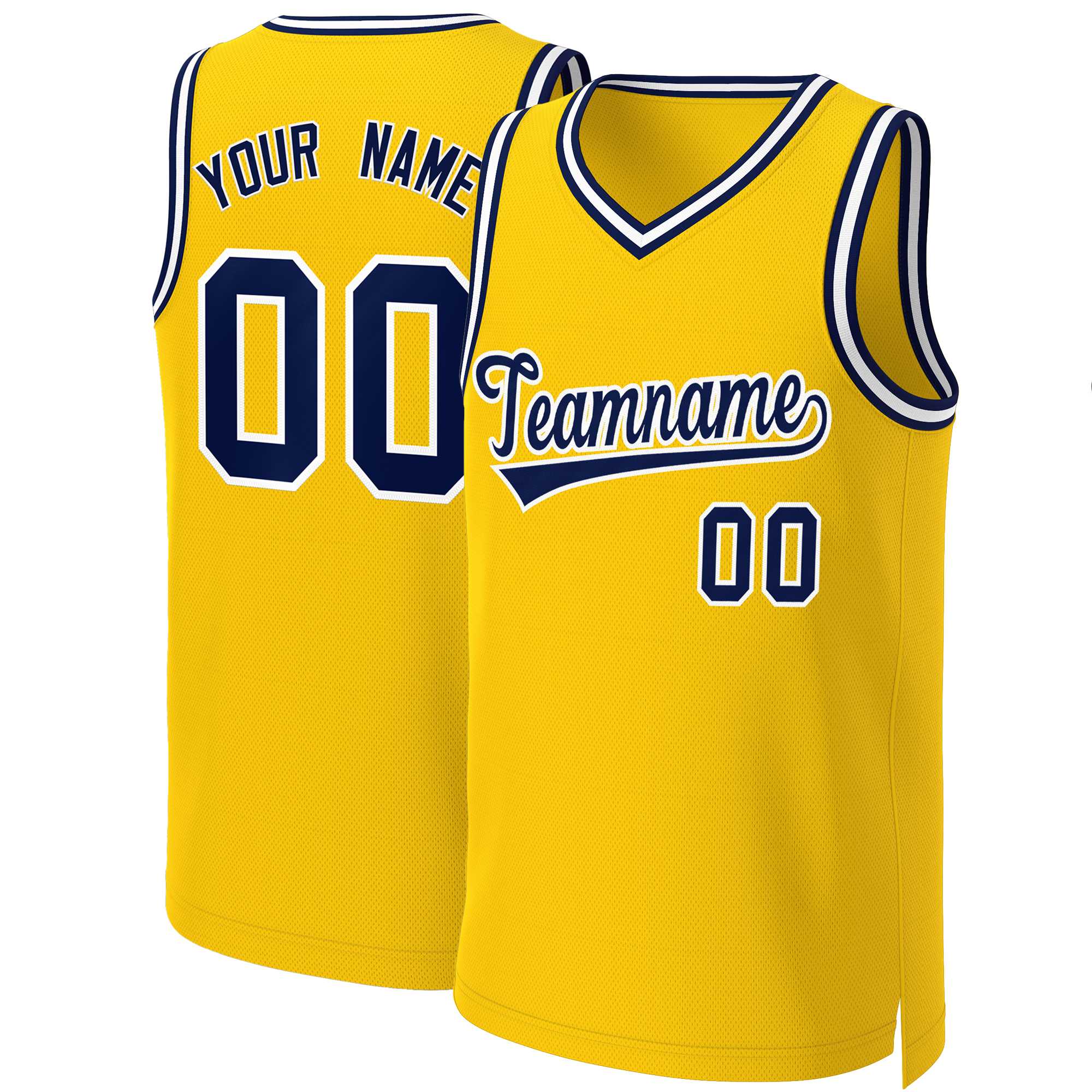 Custom Yellow Navy-White Classic Tops Basketball Jersey | KXKSHOP