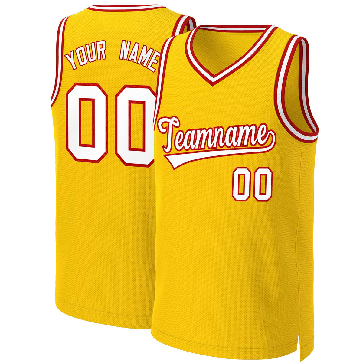 Custom Yellow White-Red Classic Tops Basketball Jersey | KXKSHOP