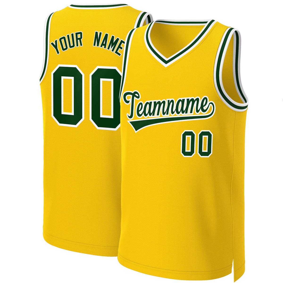 Custom Yellow Green-White Classic Tops Basketball Jersey | KXKSHOP