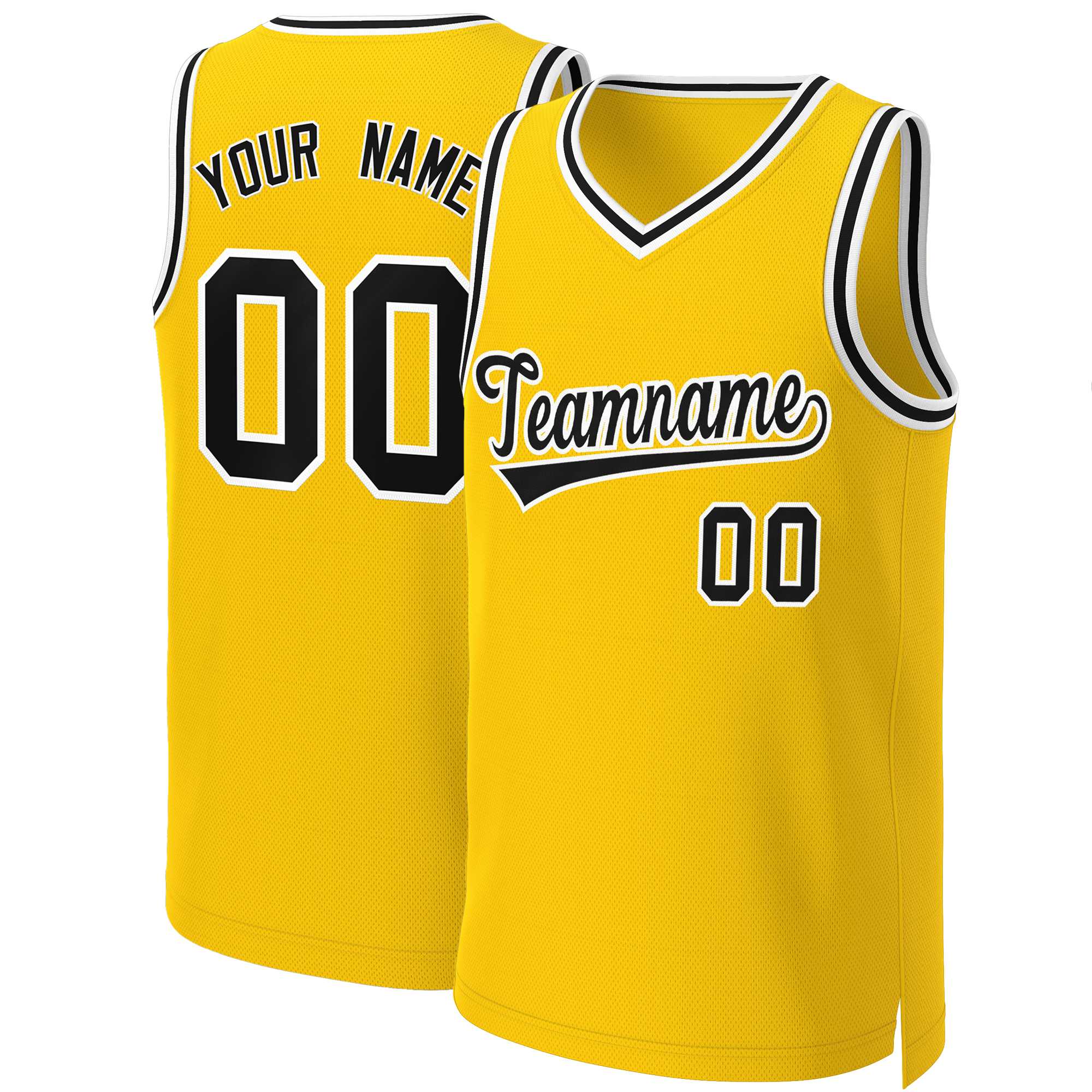 Custom Yellow Black-White Classic Tops Basketball Jersey | KXKSHOP