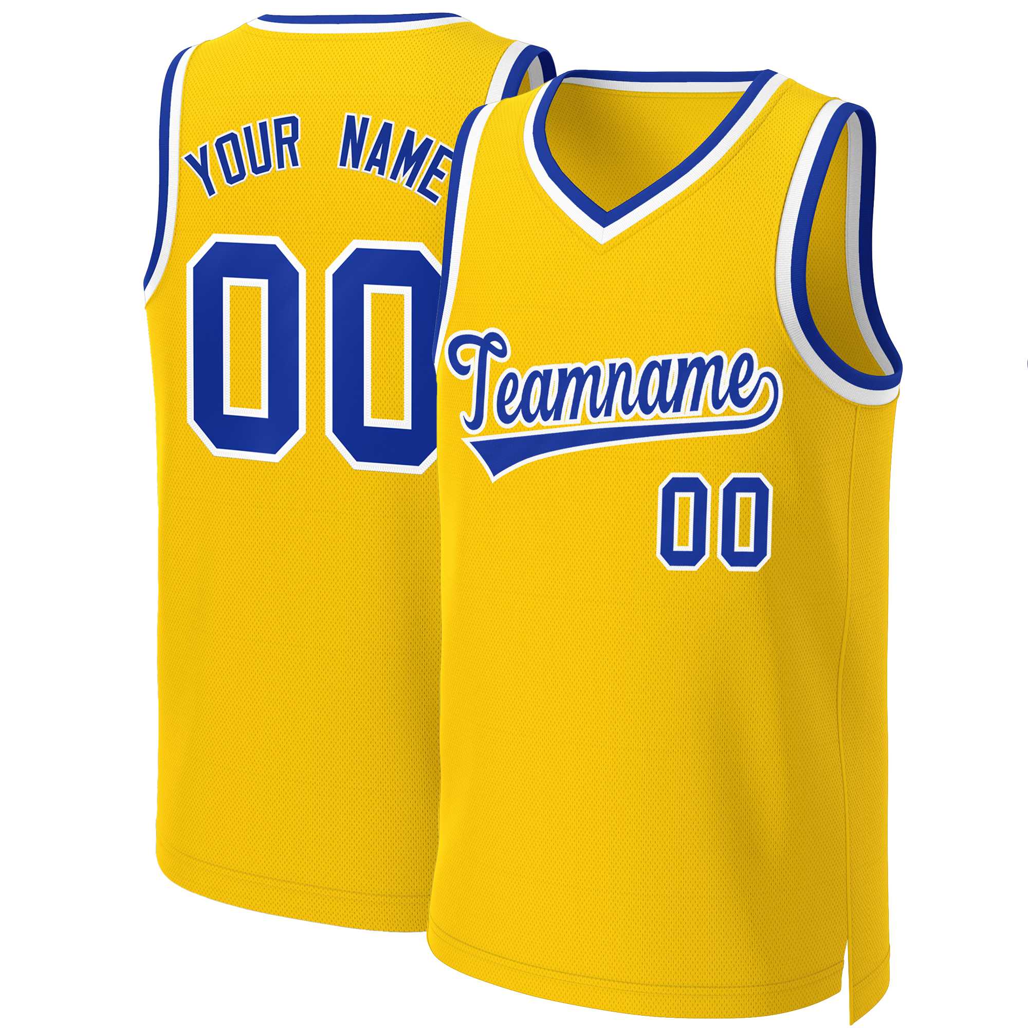 Custom Yellow Royal-White Classic Tops Basketball Jersey | KXKSHOP