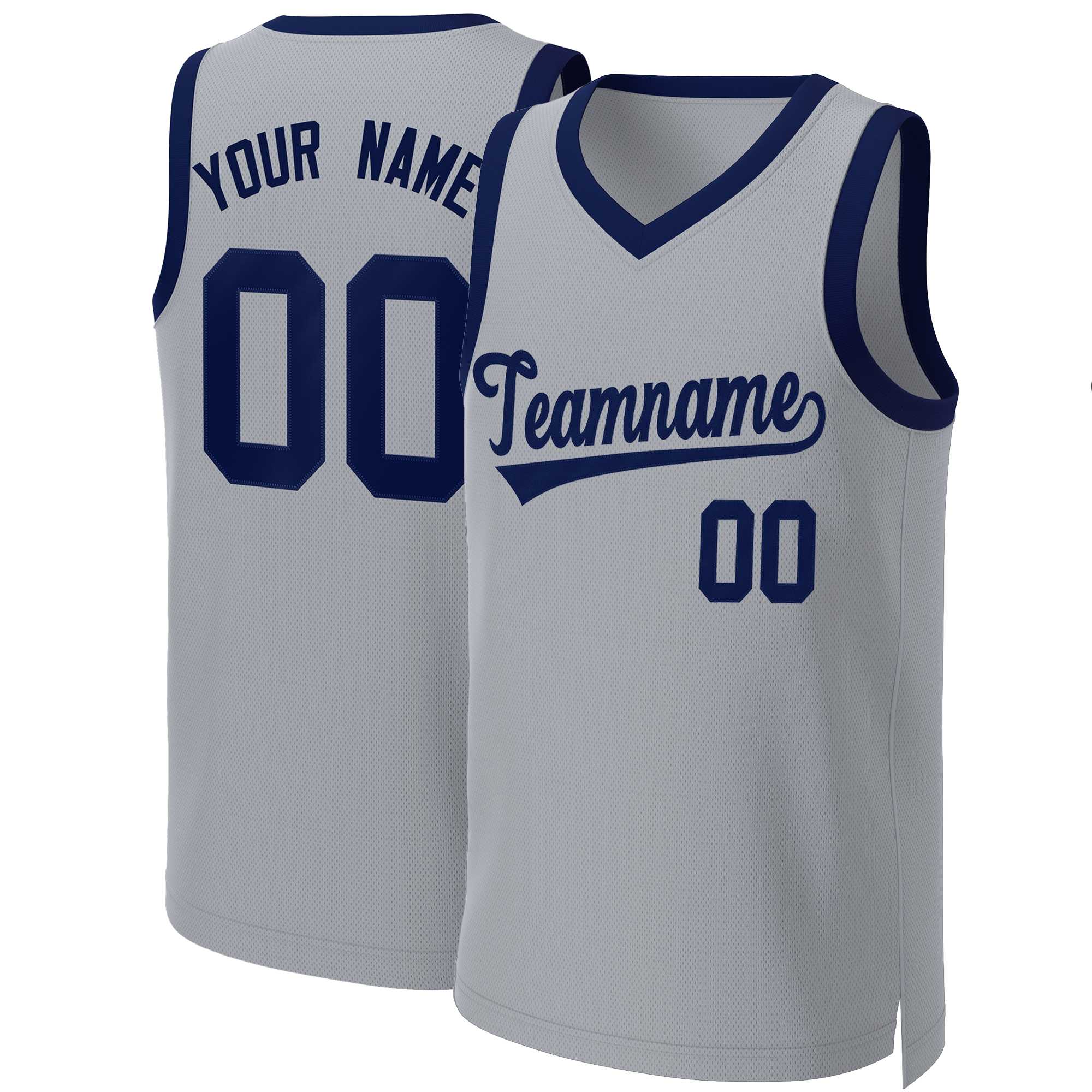 Custom Gray Navy Classic Tops Basketball Jersey | KXKSHOP