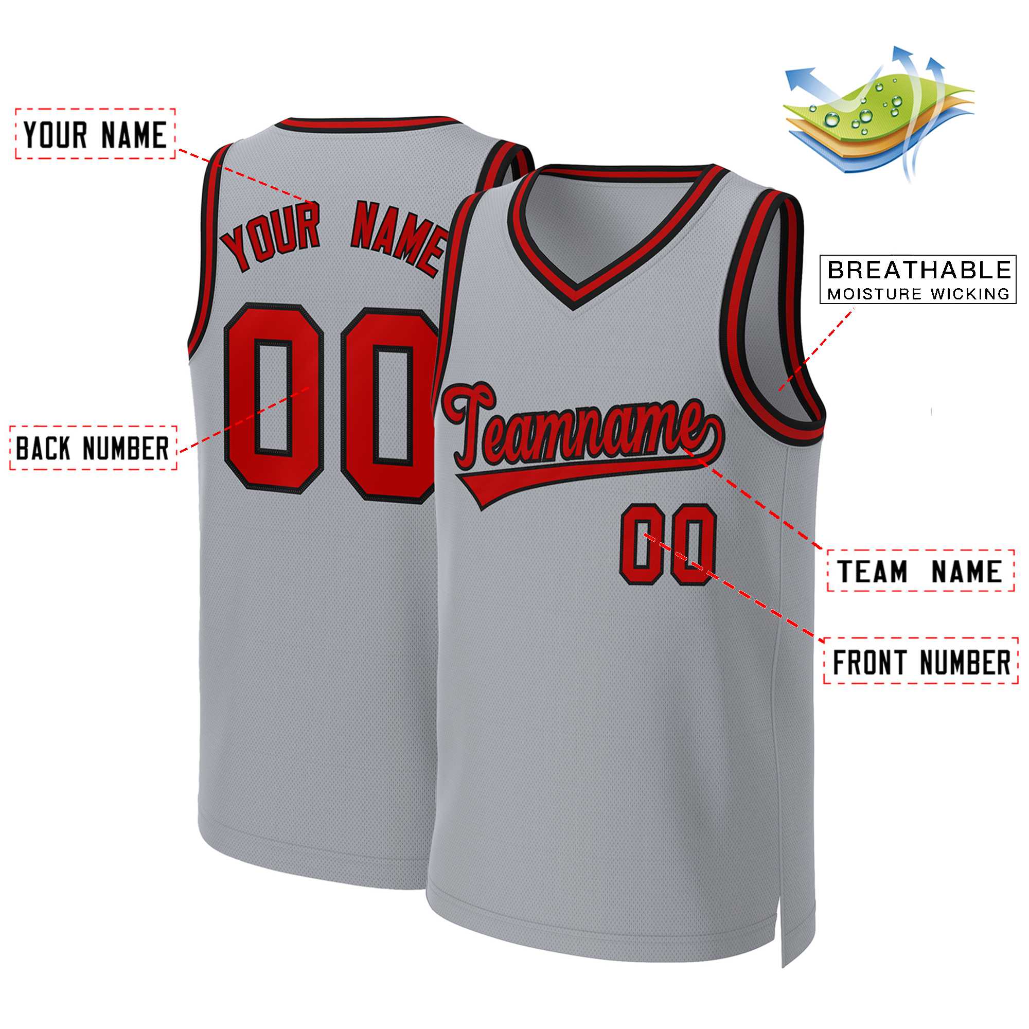 Custom White Red Classic Tops Basketball Jersey | KXKSHOP