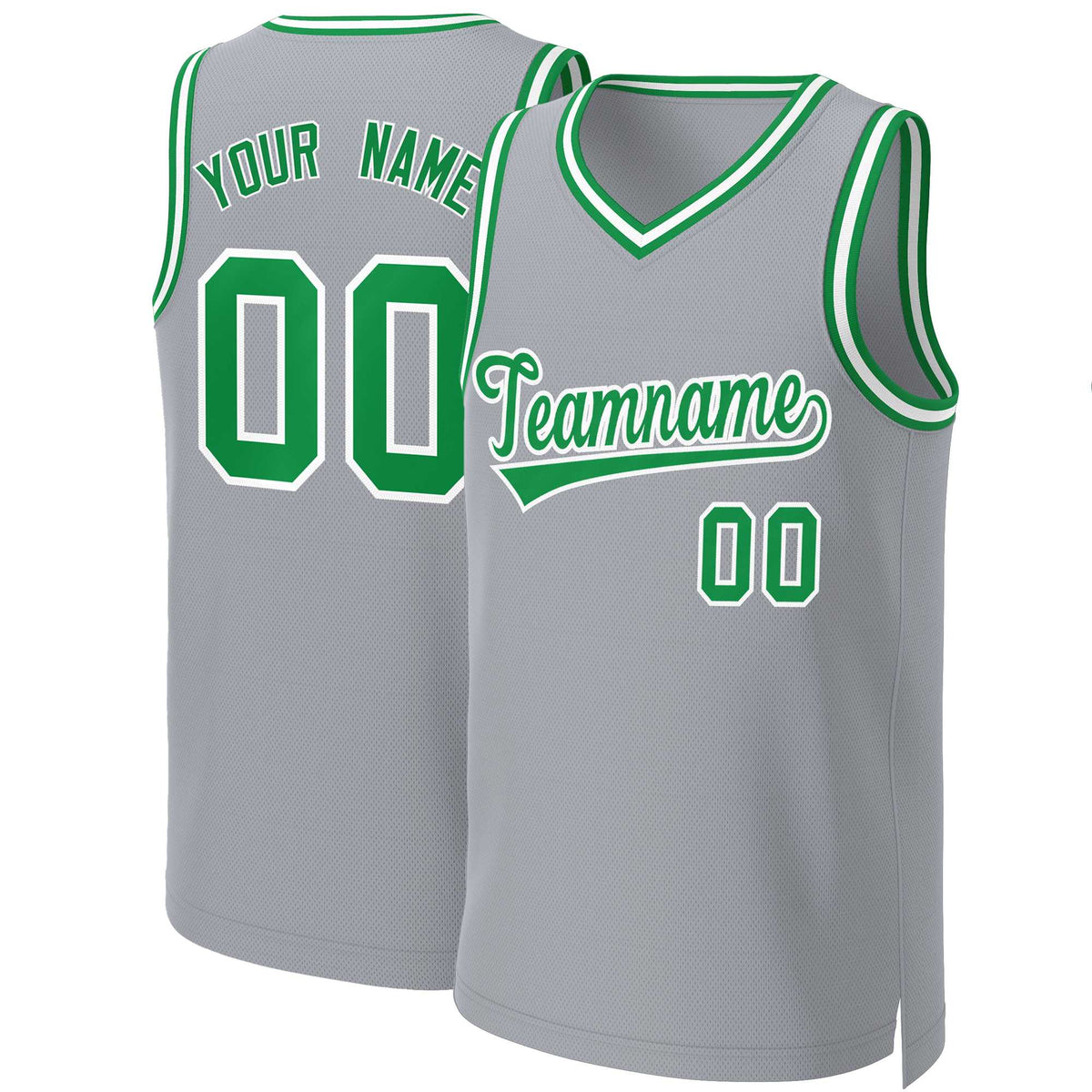 Custom Gray Kelly Green-White Classic Tops Basketball Jersey | KXKSHOP