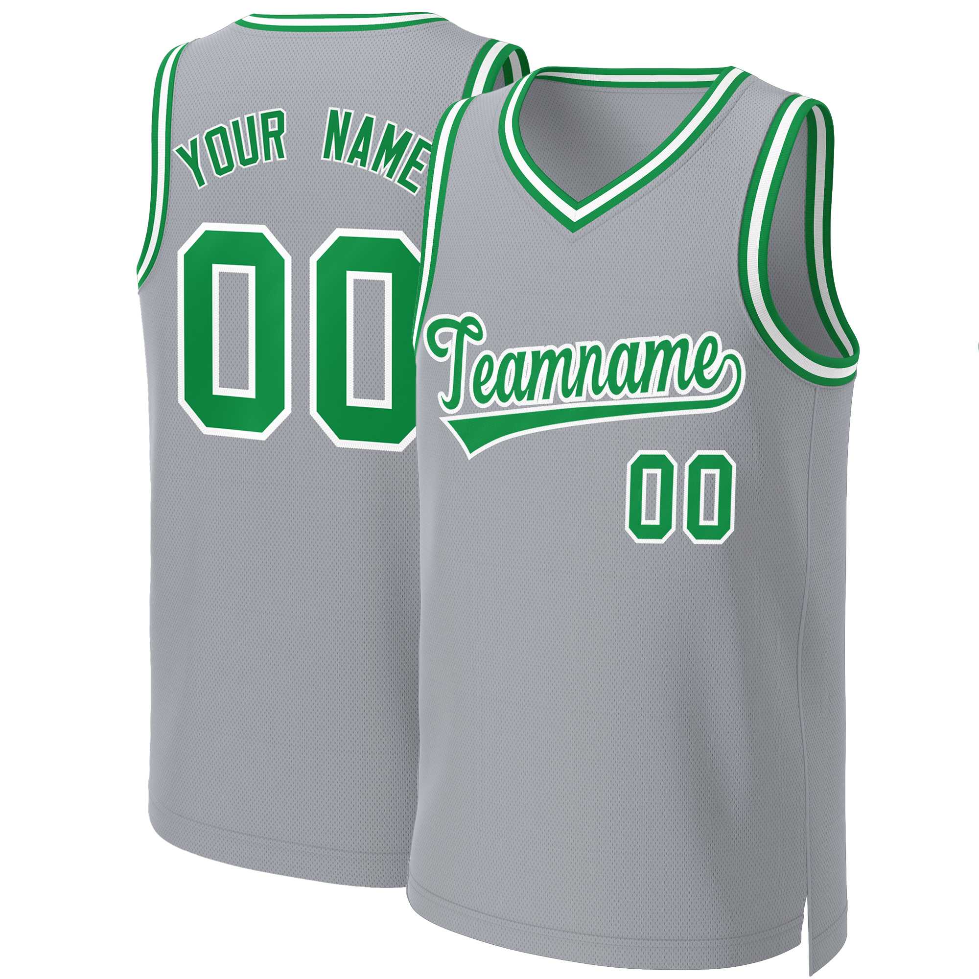 Custom Gray Kelly Green-White Classic Tops Basketball Jersey | KXKSHOP