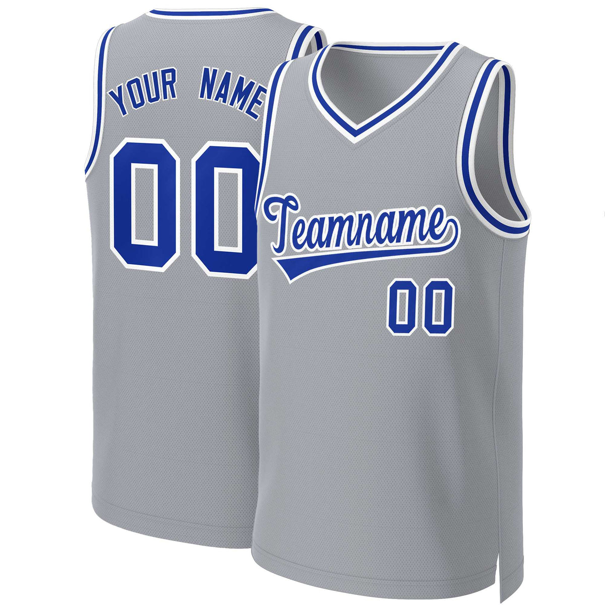 Custom Gray Royal-White Classic Tops Basketball Jersey | KXKSHOP