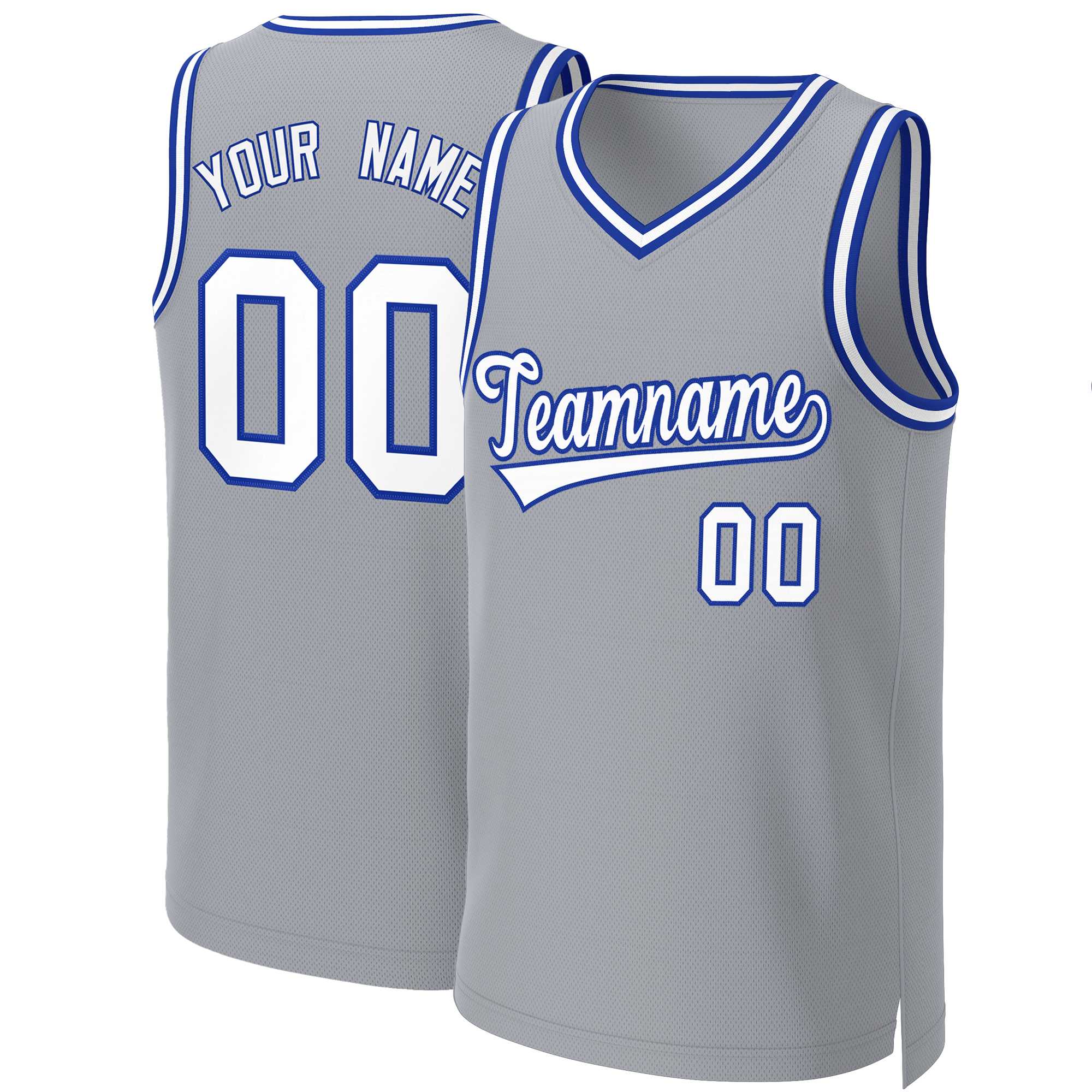Custom Gray White-Royal Classic Tops Basketball Jersey | KXKSHOP