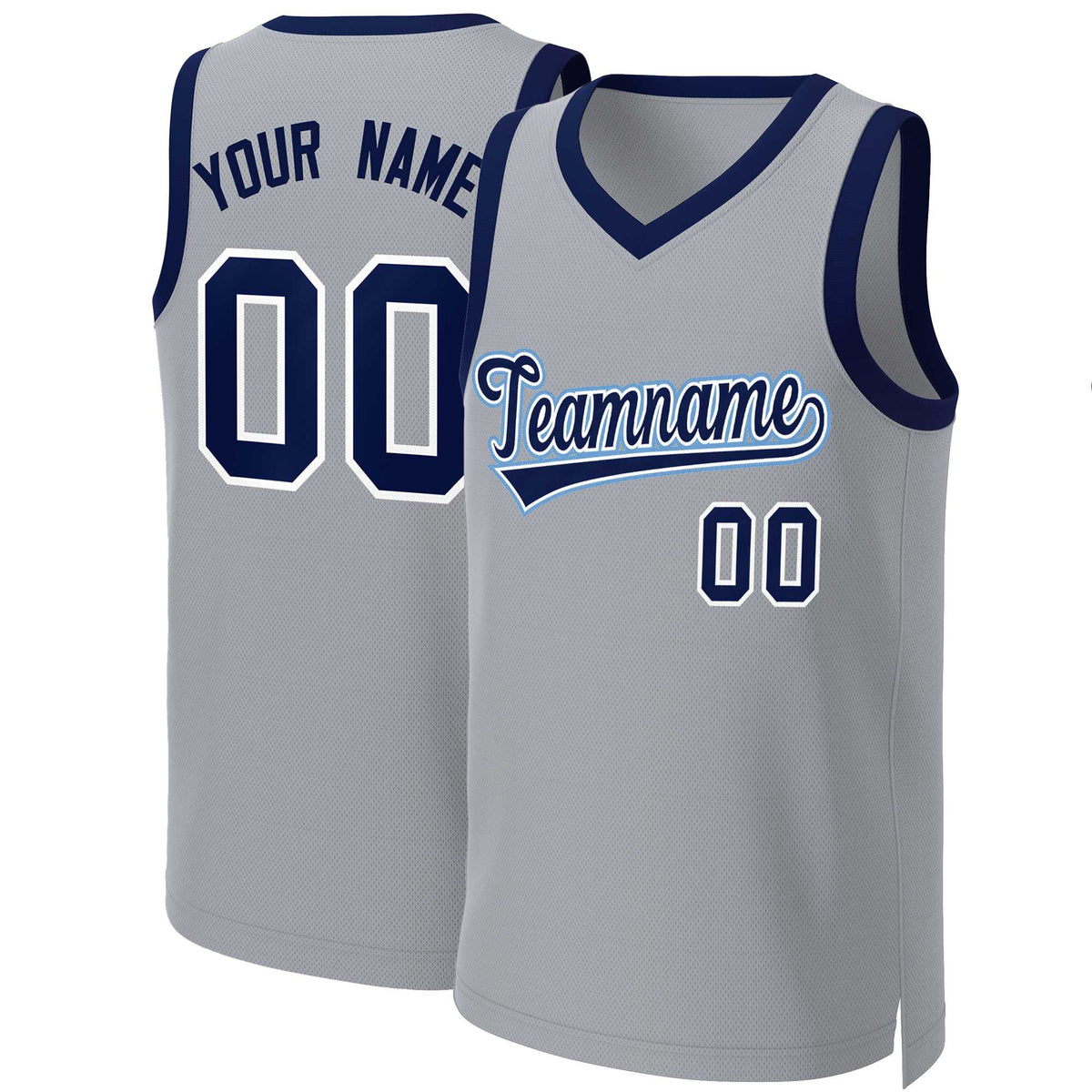 Custom Gray Navy-White Classic Tops Basketball Jersey | KXKSHOP