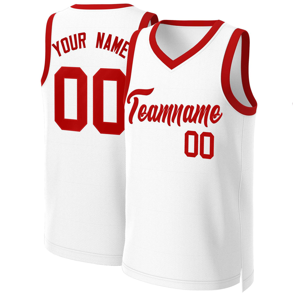 Custom White Red Classic Tops Basketball Jersey | KXKSHOP
