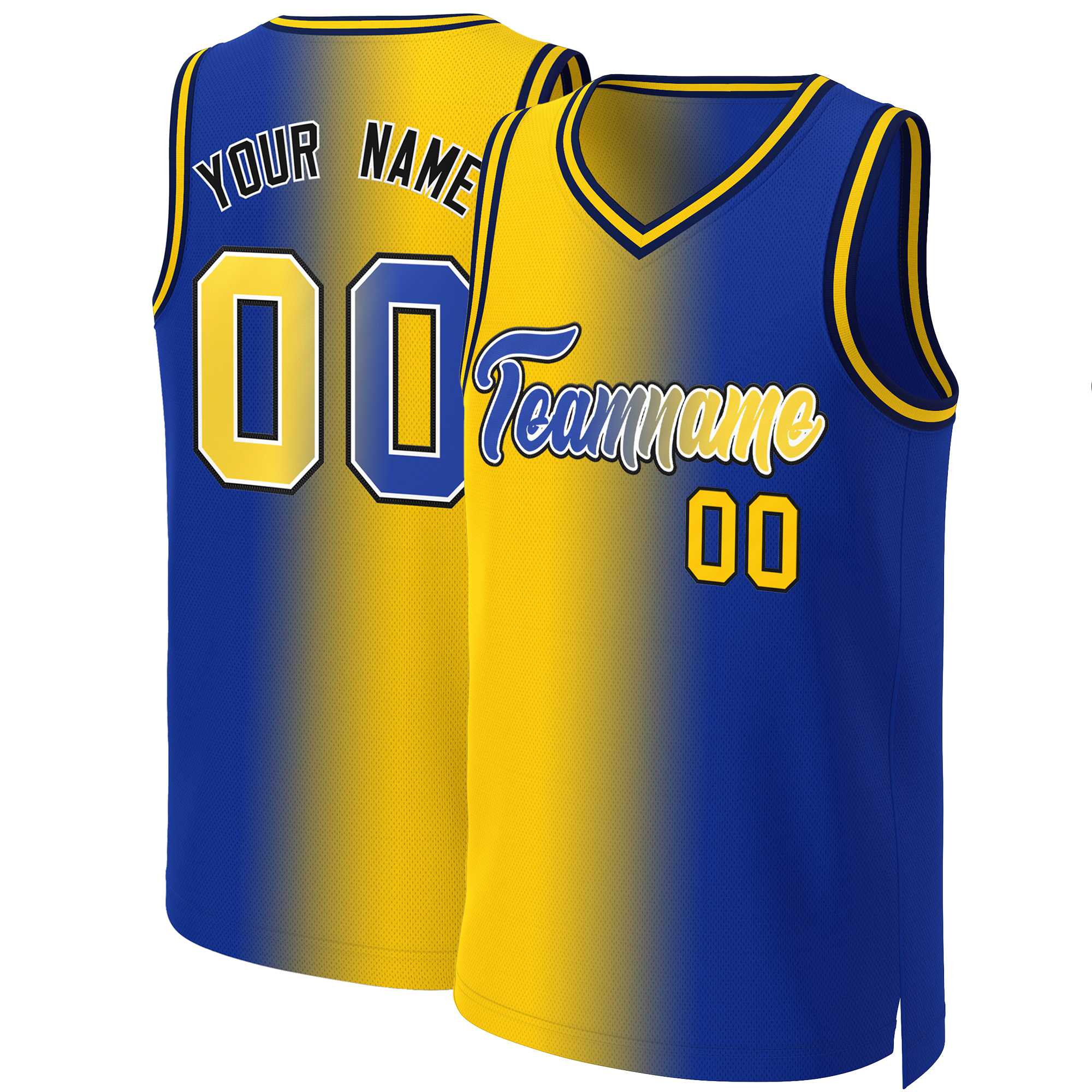 Benutzerdefinierte Royal Royal-Weiß Gradient Fashion Tops Basketball Jersey