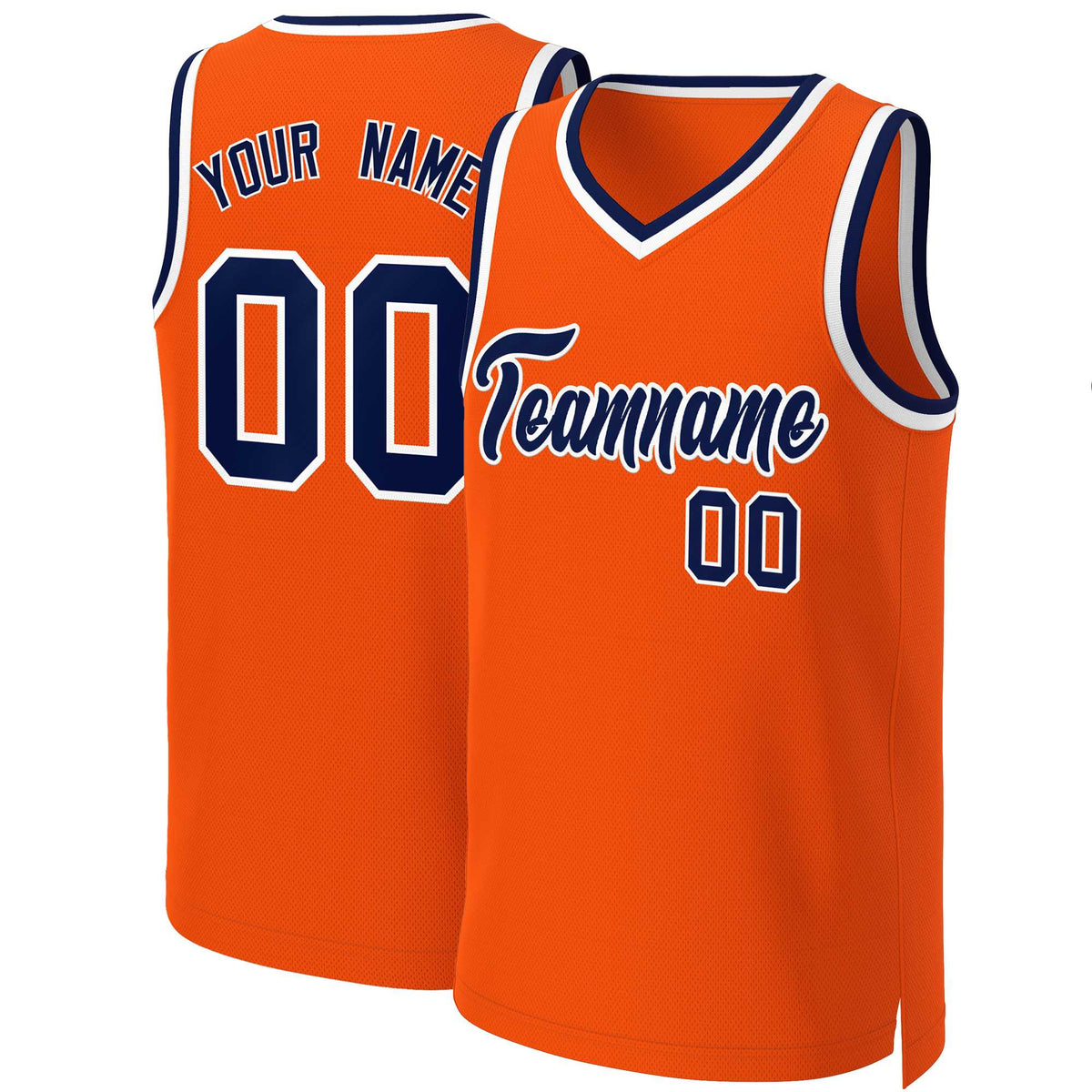 Benutzerdefinierte Orange Navy-Weiß Classic Tops Basketball Jersey