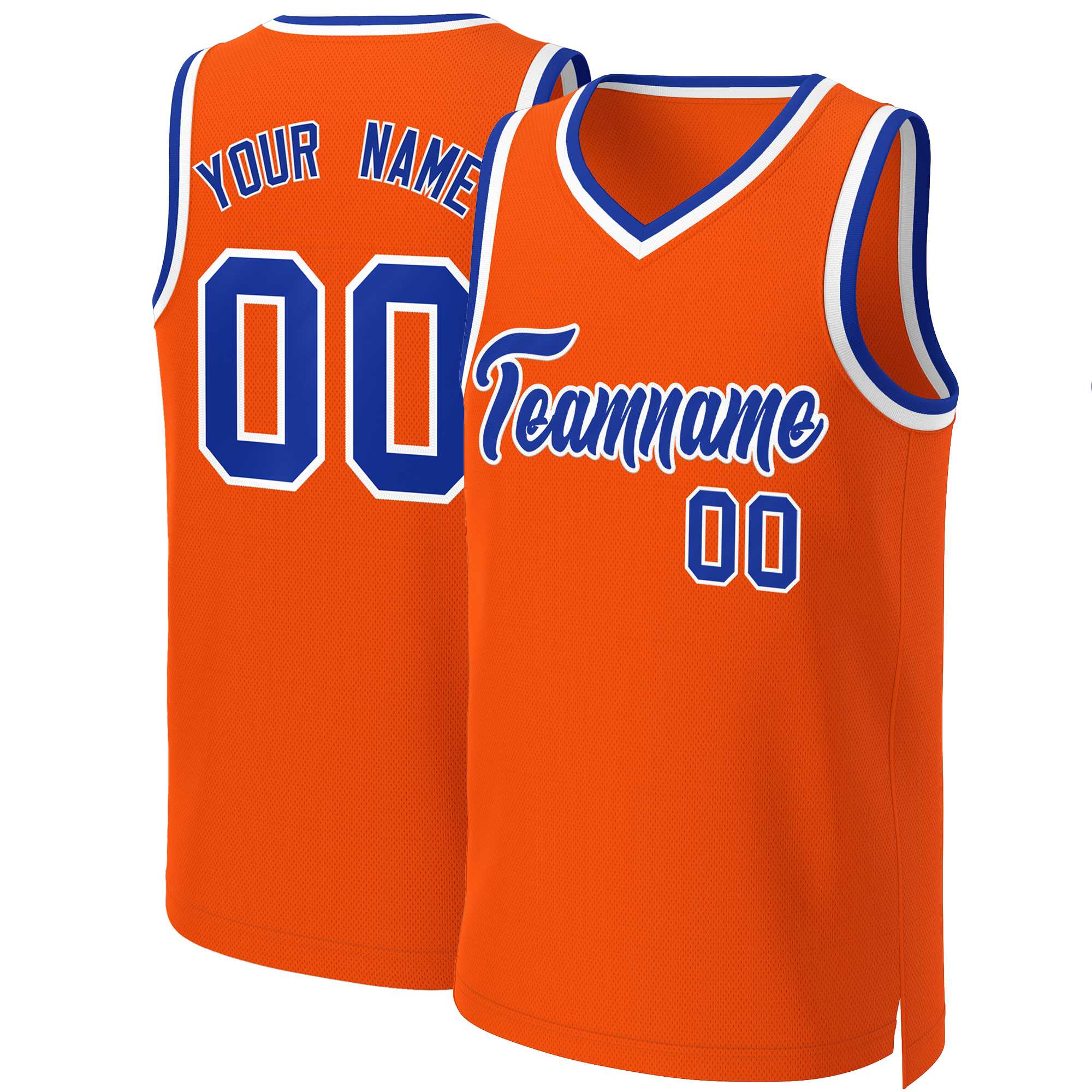 Benutzerdefinierte Orange Royal-Weiß Classic Tops Basketball Jersey