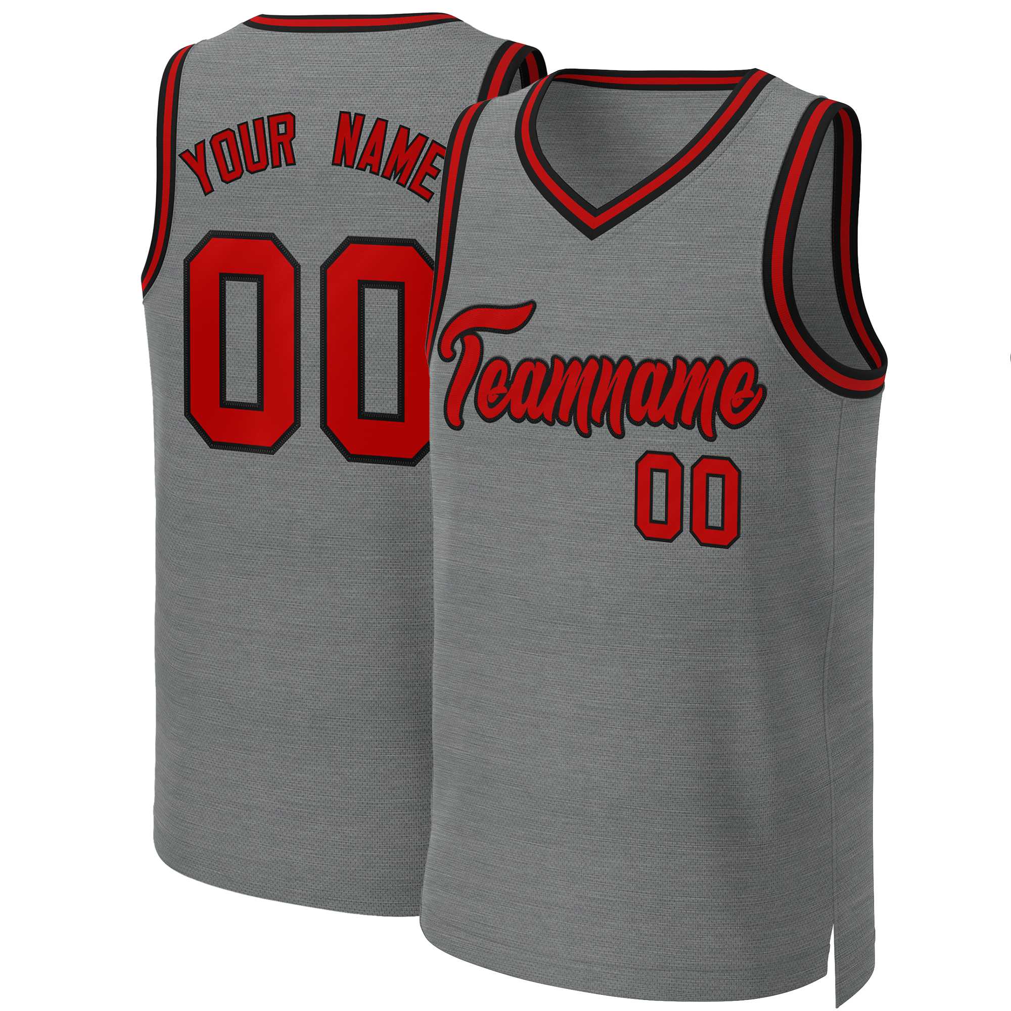 Custom Dark Gray Red-Black Classic Tops Basketball Jersey