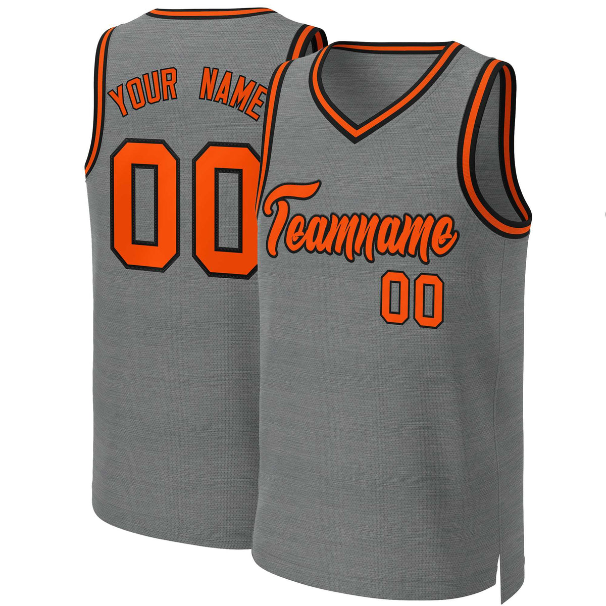 Benutzerdefinierte dunkelgrau orange-schwarz Classic Tops Basketball Jersey