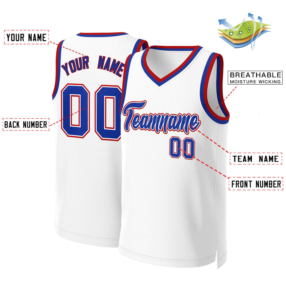 Custom White Red Classic Tops Basketball Jersey | KXKSHOP