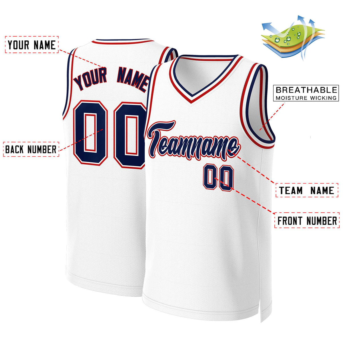 Custom White Red Classic Tops Basketball Jersey | KXKSHOP