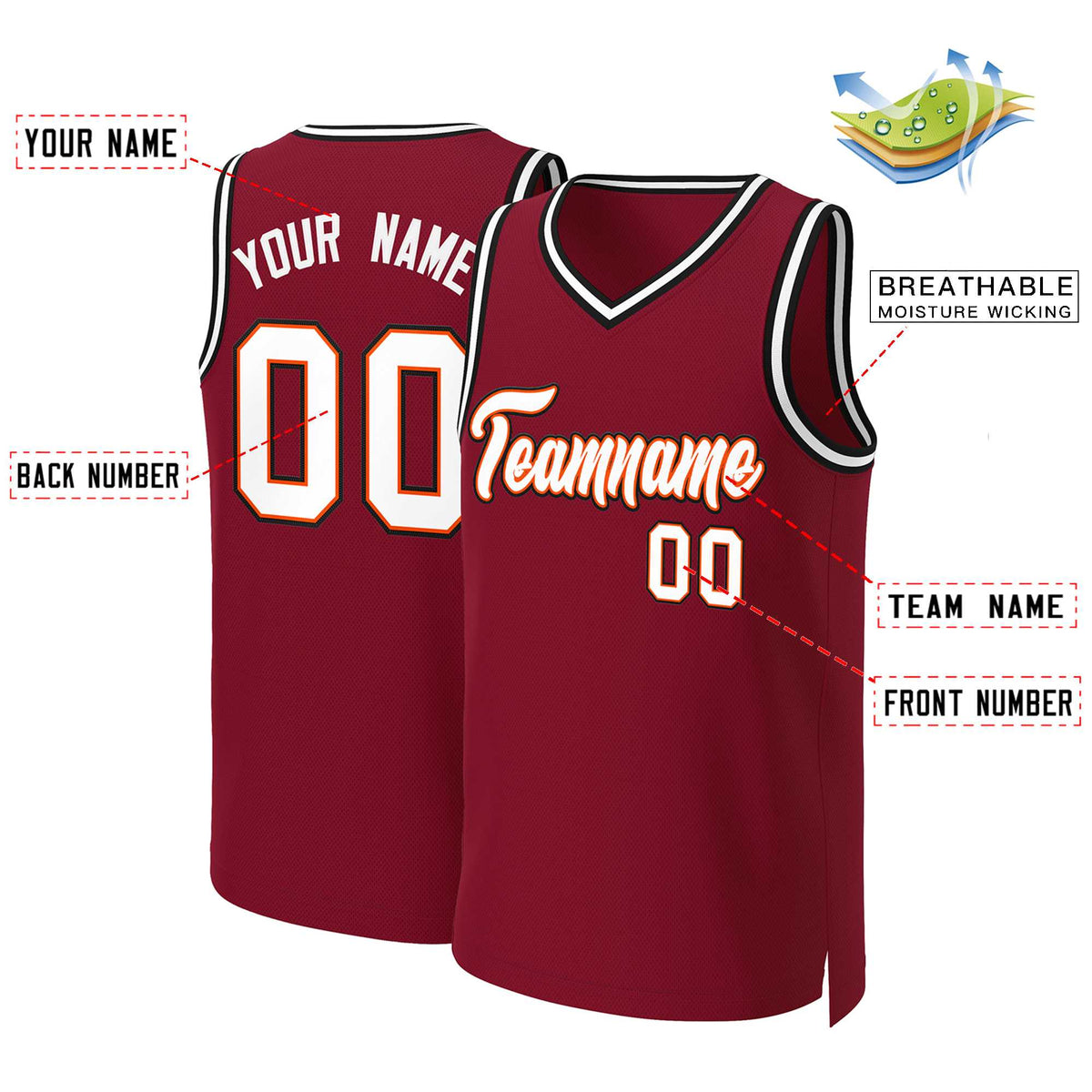 Custom White Red Classic Tops Basketball Jersey | KXKSHOP