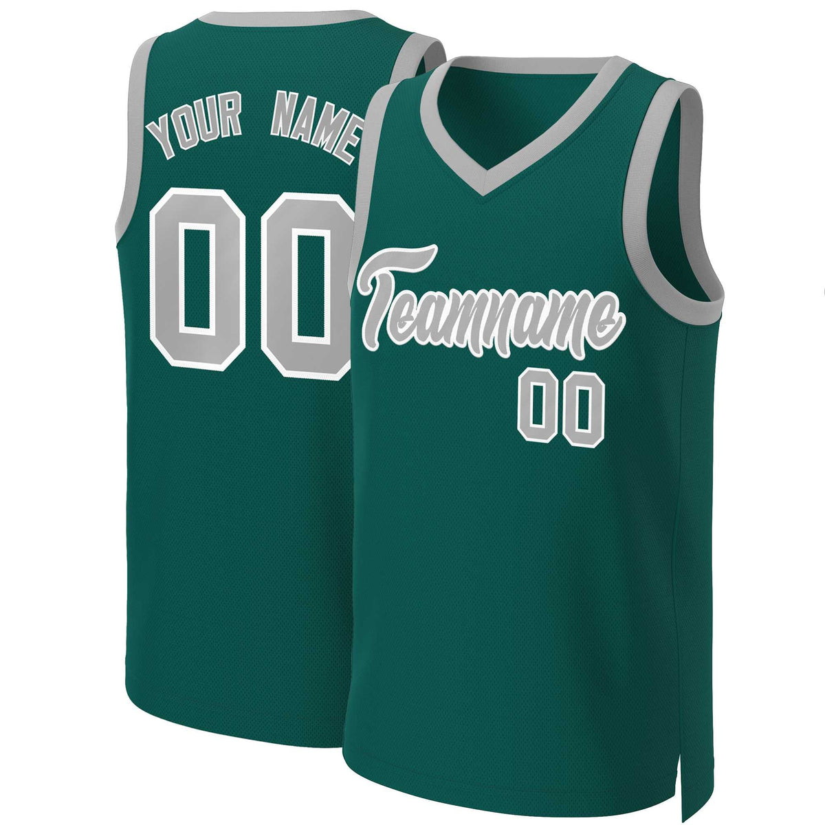 Maillot de basket-ball classique personnalisé Aqua gris-blanc